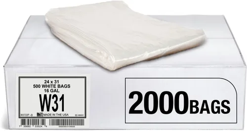 Miniatura 9 de Aluf Plastics Bolsas de basura de 45 galones, 40 x 46 pulgadas, color blanco (paquete de 100), para baño, hogar, oficina y basura ligera, rollos sin