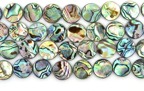 Miniatura 3 de 0.236 in Natural Abulón Shell Moneda Plana Cuentas Strand 16 Pulgadas Joyería Hacer Perlas