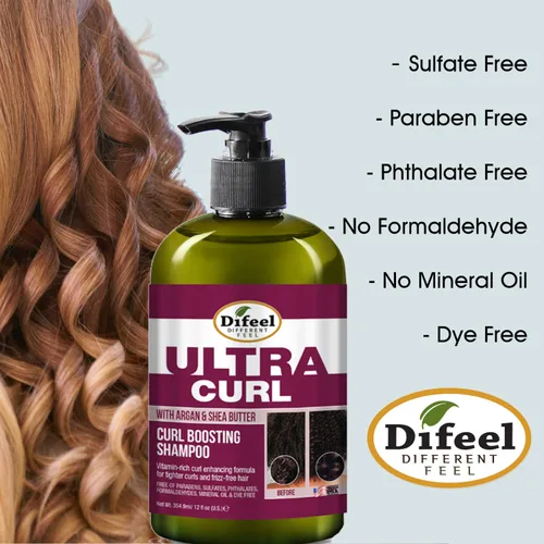 Miniatura 6 de Difeel Ultra Curl con Argán y Manteca de Karité - Champú para aumentar los rizos de 12 onzas, champú sin sulfato hecho con ingredientes naturales