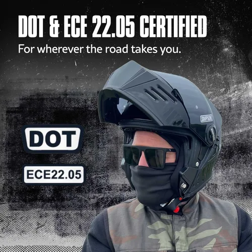 Miniatura 7 de Simpson Mod Bandit Modular Motorcycle Helmet - DOT & ECE Certified - Flip Front, Comms Ready, Internal Sun Shield and External Clear Face Shield
