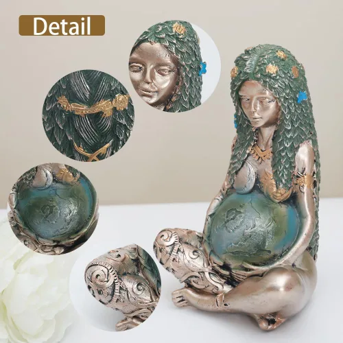 Miniatura 2 de SHOWFEICAT Estatua de diosa, estatua de Gaia, madre, tierra, naturaleza, luna, estatuas de resina, figura espiritual de bruja, decoración del hogar