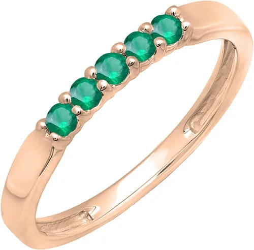 Miniatura 148 de Dazzlingrock Collection Anillo de boda redondo de 5 piedras preciosas o diamantes para mujer en oro macizo de 10 K/14 K/18 K