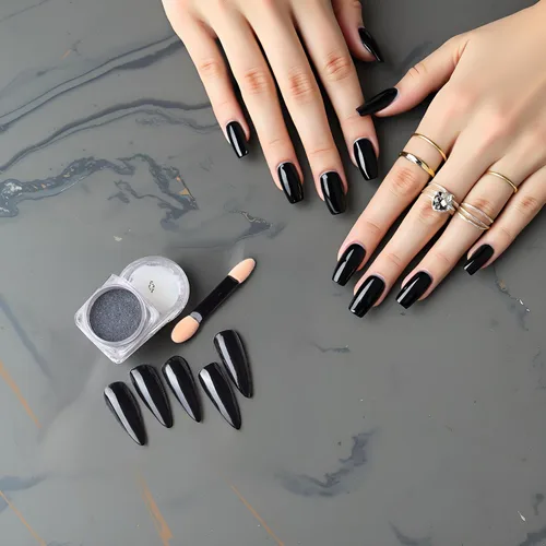 Miniatura 2 de Polvo de uñas cromado, efecto espejo metálico, polvo de uñas, arte de uñas, polvo de espejo negro cromado, brillante, ultra fino, pigmento