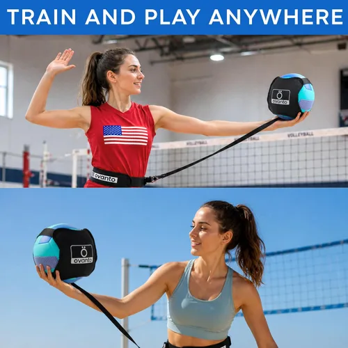 Miniatura 5 de OVANTO Equipo de entrenamiento de voleibol – Rebotador de práctica ajustable en 4 estilos para sacar, rematar, colocar y pasar como un profesional