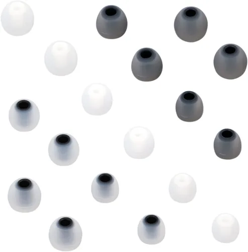Miniatura 15 de Puntas de repuesto para auriculares, puntas de silicona para los oídos, aptos para agujeros interiores de 0.150 in a 0.201 in, 9 pares S/M/L blanco