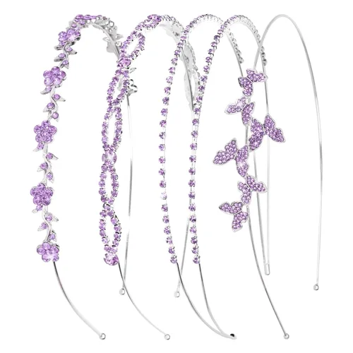 Miniatura 14 de Wecoe Diadema azul real con diamantes de imitación, diadema de flores para niña, diadema de metal de cristal para mujer, regalo de diadema de moda