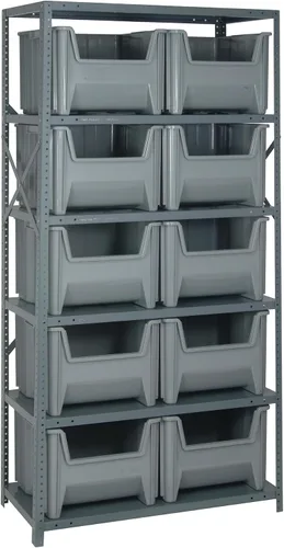 Miniatura 543 de Quantum QSBU-245BK Heavy Duty Shelving Unit with (7) Shelves and (24) QUS245 Black Bins for Garage Warehouse Storage Distribution 400 lb Load