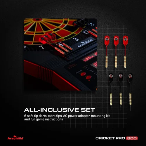 Miniatura 7 de Arachnid Cricket Pro Tournament-Quality Electronic Dartboard up to 40 Games and 315 Variations (Including Popular Cricket Modes)