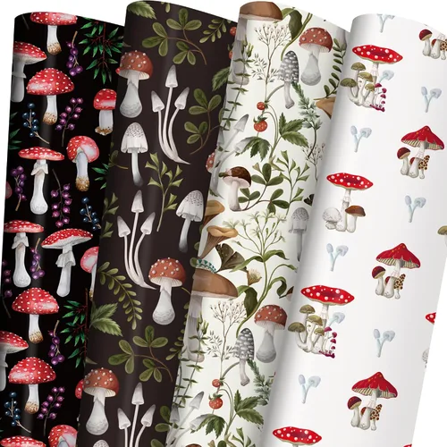 Miniatura 9 de ZINTBIAL Papel de regalo de Navidad para niños y adultos, papel de regalo de Navidad con cuadros rojos/negros, renos, gnomos, palabras "Ho Ho", 28 x