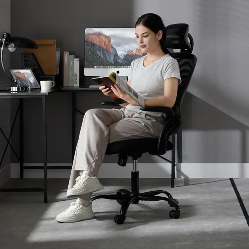 Miniatura 4 de Silla ergonómica de malla para el hogar, escritorio de computadora, silla reclinable giratoria con ruedas, soporte lumbar, cómoda silla de trabajo