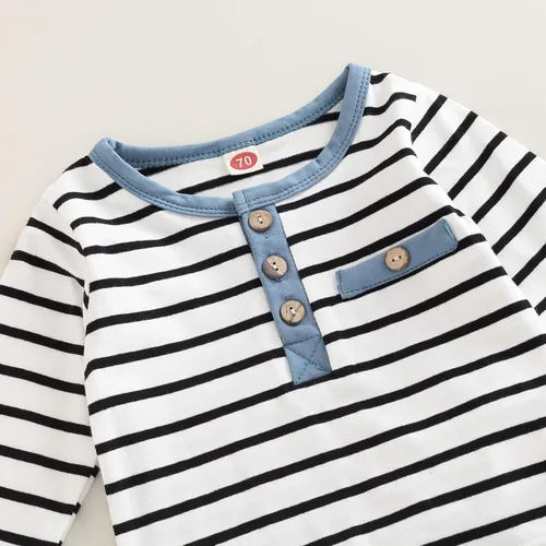 Miniatura 80 de Conjunto de 2 piezas de sudadera de manga larga con cuello redondo y pantalones casuales para bebés y niños pequeños