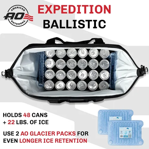 Miniatura 4 de AO Coolers Expedition - Enfriador suave balístico, aislado, a prueba de fugas y resistente a la abrasión, 12 latas, negro/carbón