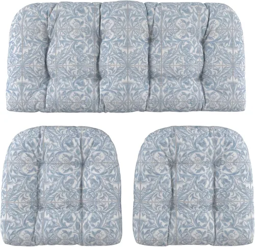 Miniatura 35 de RSH DECOR: Sunbrella - Juego de 3 cojines de mimbre copetudos 41 x 19 pulgadas y 19 x 19 pulgadas Fabricado con tela de rendimiento Sunbrella
