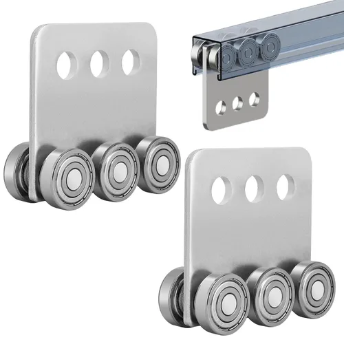 2 piezas de conjunto de rodillos de carrito de 6 ruedas SKTREX, conjunto de carrito de seis rodamientos para unistrut de 1-5/8" de ancho y todos los