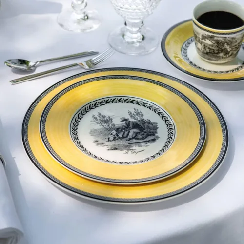 Miniatura 2 de Villeroy & Boch Audun Chasse - Plato de ensalada, 8.5 pulgadas, porcelana premium, blanco/gris/amarillo