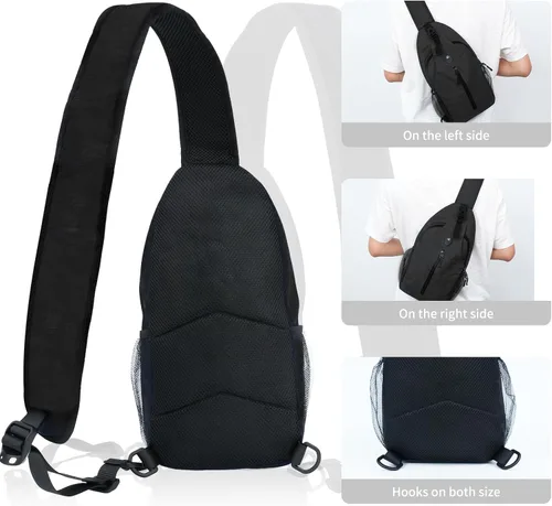 Miniatura 6 de angel wish Bandolera Crossbody-Bag Mochila para mujer y hombre, mochila de excursión en el pecho con bolsillo para botella de agua, mochilas