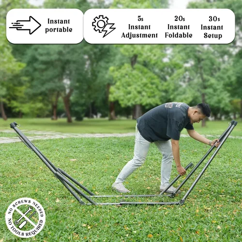 Miniatura 2 de Soporte de hamaca Tranquillo Uniki con garantía de 3 años, hamaca plegable instantánea de 30s con soporte, hamaca de camping con capacidad de 550 1.