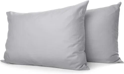 Miniatura 16 de Juego de 2 fundas de almohada de lujo para dormir con funda suave y transpirable, 100% algodón, 800 hilos, almohadas de rayas azul claro estándar