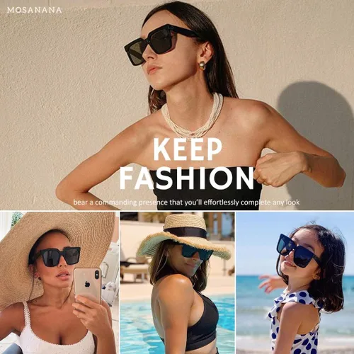 Miniatura 2 de mosanana Gafas de sol cuadradas de gran tamaño para mujer estilo simple y moderno MS51917