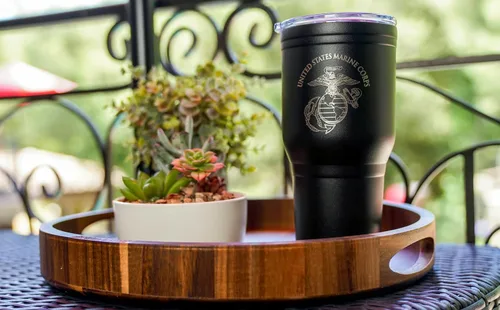 Miniatura 4 de Military Gift Shop USMC - Taza de viaje de café de 30 onzas, vaso de café aislado al vacío de doble pared, taza de café de acero inoxidable con tapa