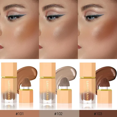 Miniatura 3 de Maquillaje líquido en barra de contorno, varita de contorno facial crema con aplicador de cojín, bronceador cremoso natural mate de larga duración