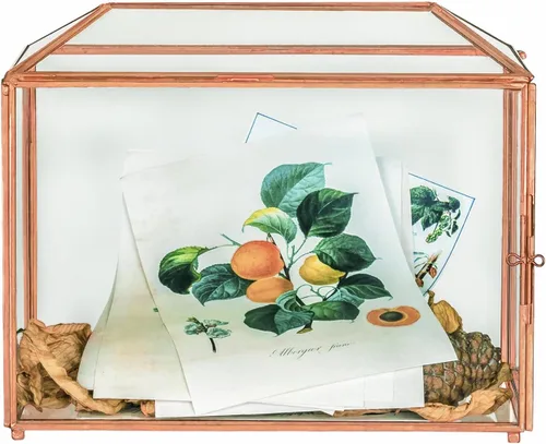Miniatura 11 de NCYP Pequeña caja de tarjetas de cristal de boda con ranura y cerradura, 10.2 x 5.9 x 7.9 pulgadas, soporte geométrico negro para tarjetas