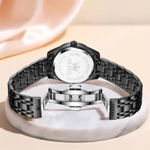Miniatura 9 de OLEVS Reloj de pulsera de cuarzo para mujer, de acero inoxidable, impermeable, luminoso, fecha, fácil de leer, para mujer