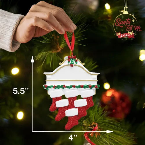 Miniatura 3 de Adornos de Navidad familiares personalizados 2025 – Adorno personalizado para familia de 6, recuerdo de seis nietos o nietos, adorno de chimenea