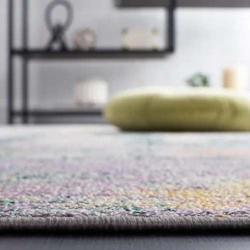 Miniatura 4 de SAFAVIEH Sequoia Collection - Alfombra para pasillo, 2 pies 2 pulgadas x 9 pies, verde y morado, diseño abstracto moderno, no desprende pelusa