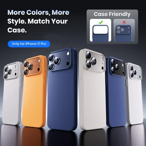 Miniatura 6 de Hoerrye para iPhone 17 Pro Protector de Lente de Cámara - [12FT Grado Militar a Prueba de Roturas] [Fuerte Adhesión] Cubierta Protectora Completa
