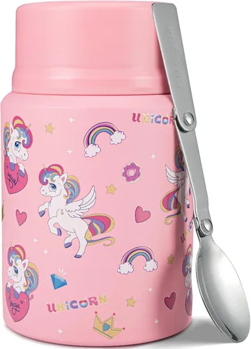 Miniatura 13 de Charcy Termo de 17oz para alimentos calientes, sopa termo contenedor de alimentos para lonchera con cuchara plegable ZB - Negro