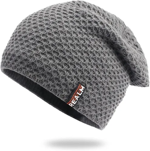 Miniatura 2 de Napoo Gorro de punto cálido con forro grueso para hombre, gorro de invierno unisex, gorro de confinamiento cálido y frío