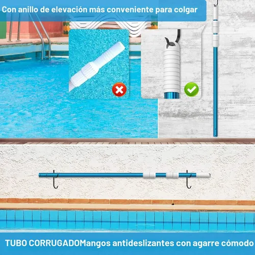 Miniatura 6 de CKE Poste telescópico de aluminio azul mejorado de 15 pies de grosor de 0.051 in, ajustable de 3 piezas ampliables, fijar redes de desnatador
