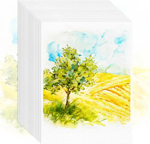Miniatura 16 de 100 hojas de papel para acuarela, papel blanco de acuarela de 5"x7" a granel, papel de artista de 140 libras/300 g prensado en frío sin ácidos