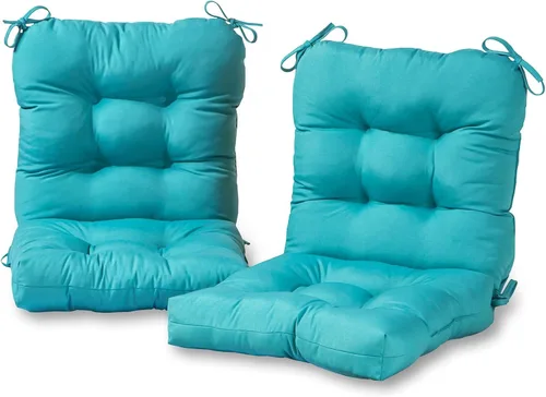 Miniatura 60 de Cojines para silla de exterior con bisagras, diseño de una sola pieza, cojín reversible para asiento y respaldo de patio con lazos, tela