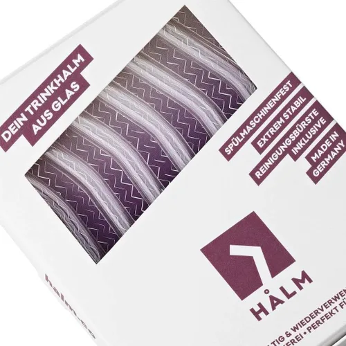 Miniatura 3 de Halm - Pajitas de vidrio – 6 popotes cortos de 6 pulgadas doblados reutilizables + cepillo de limpieza sin plástico – Apto para lavavajillas
