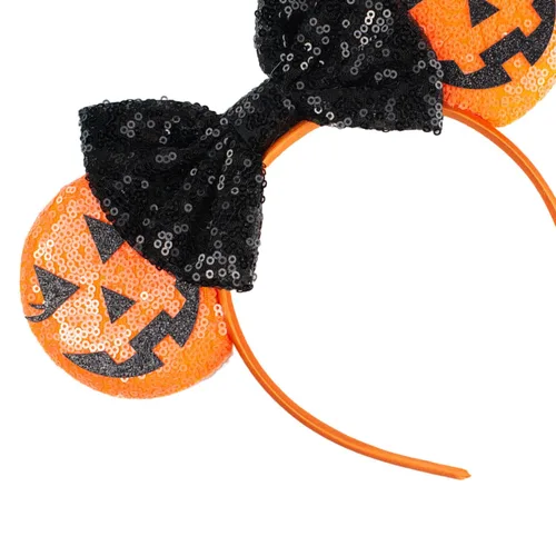 Miniatura 21 de Diadema negra con orejas de ratón de lentejuelas con lazo de ala de poliuretano, lazo de pelo de murciélago de Halloween, decoración de fiesta