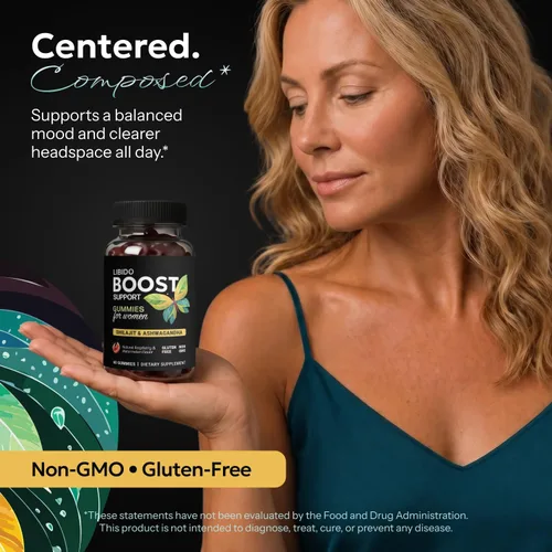Miniatura 5 de Gomitas potenciadoras de libido femenina para mujeres, reductor de cortisol y suplemento para aliviar el estrés con shilajit y ashwagandha