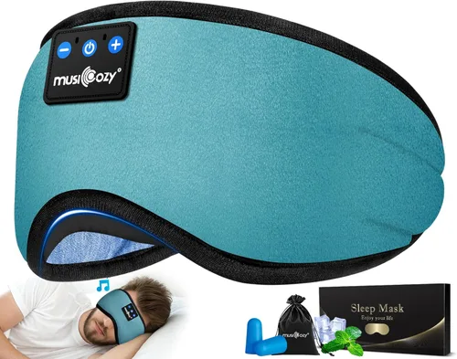 Miniatura 22 de MUSICOZY - Auriculares para dormir 3D Bluetooth 5.4, máscara de ojos transpirable inalámbrica, auriculares para dormir con diadema para personas que