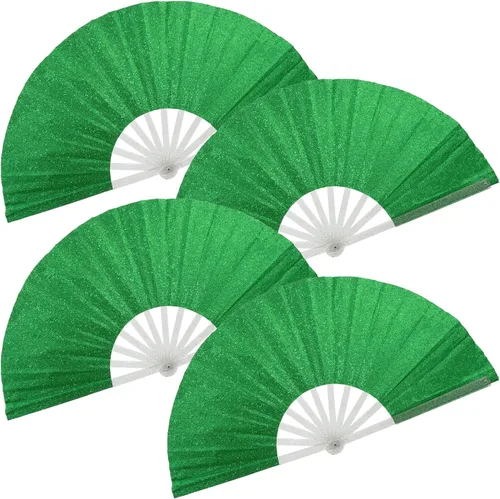 Miniatura 32 de 2 ventiladores plegables grandes de mano para hombres y mujeres, abanicos decorativos plegables, accesorios rave, utilizados para bailes, fiestas
