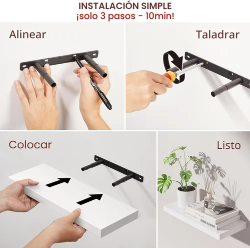 Miniatura 5 de BAYKA Estantes flotantes para pared, estantes de madera rústica montados en la pared para baño, dormitorio, sala de estar, cocina, estante colgante