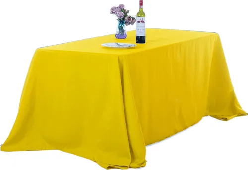 Miniatura 10 de Ascoza Paquete de 2 manteles rectangulares blancos de 60 x 84 pulgadas, tela de poliéster de 4 pies, para bodas, banquetes, restaurantes y fiestas