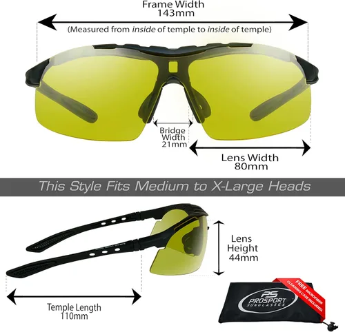 Miniatura 2 de ProSPORT - Gafas de sol amarillas de seguridad Z87 para hombres y mujeres, protección nocturna, antirreflejos, conducción Barricade - Se adapta a