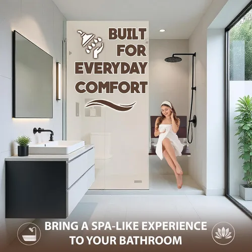 Miniatura 2 de Asiento de ducha plegable montado en la pared con respaldo Capacidad de carga máxima de 500 libras Asiento de ducha de teca compatible con ADA