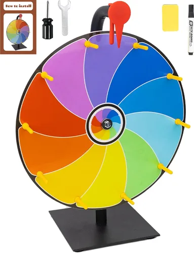 Rueda giratoria de 12 pulgadas de alta resistencia – 10 ranuras de color ruleta de mesa giratoria de la fortuna, con borrador para ferias Varios