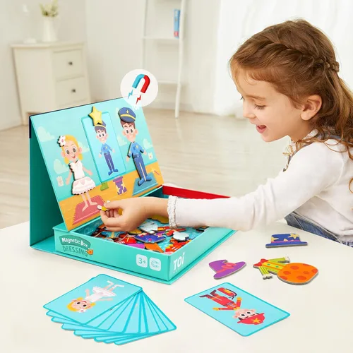 Miniatura 2 de Toi Juguetes magnéticos para niños, cajas de rompecabezas magnéticas con tablero de juego para niños de 3 a 8 años, juguete de mesa preescolar