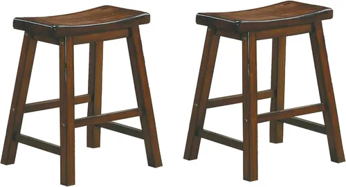 Lexicon Saddleback - Juego de 2 taburetes de cocina de madera maciza, taburetes de cocina de altura para comedor, opciones de asiento de silla sin