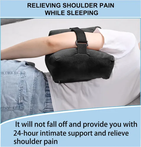 Miniatura 3 de Almohada de puño rotador para dormir con correas ajustables, almohada para aliviar el dolor de hombro para dormir de lado, cojín de brazo después
