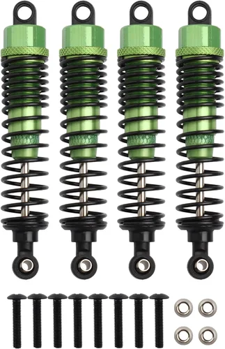 Miniatura 10 de 4 amortiguadores delanteros y traseros, suspensión ajustable de 3.858 in de aluminio para autos RC 1/10 HSP 94166 94106 94107 94155 94170 Buggy Rojo