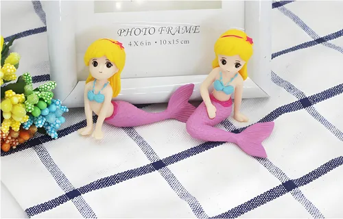 Miniatura 8 de Figura de sirena rosa, adorno de acuario, mini accesorio de micro paisaje, mini sirena para accesorios de jardín de hadas, decoración de acuario